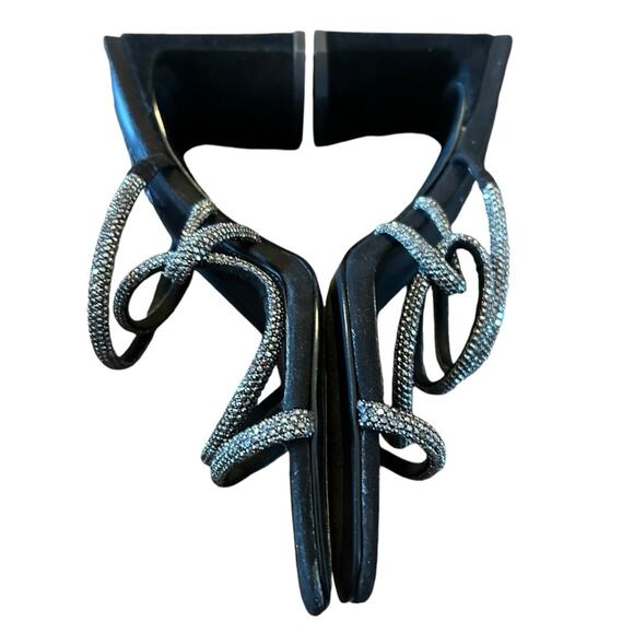 Aqua Livyr Rhinestone Embellished Slip On Strappy Heeled Sandals NEW 8.5 - Picture 8 of 11